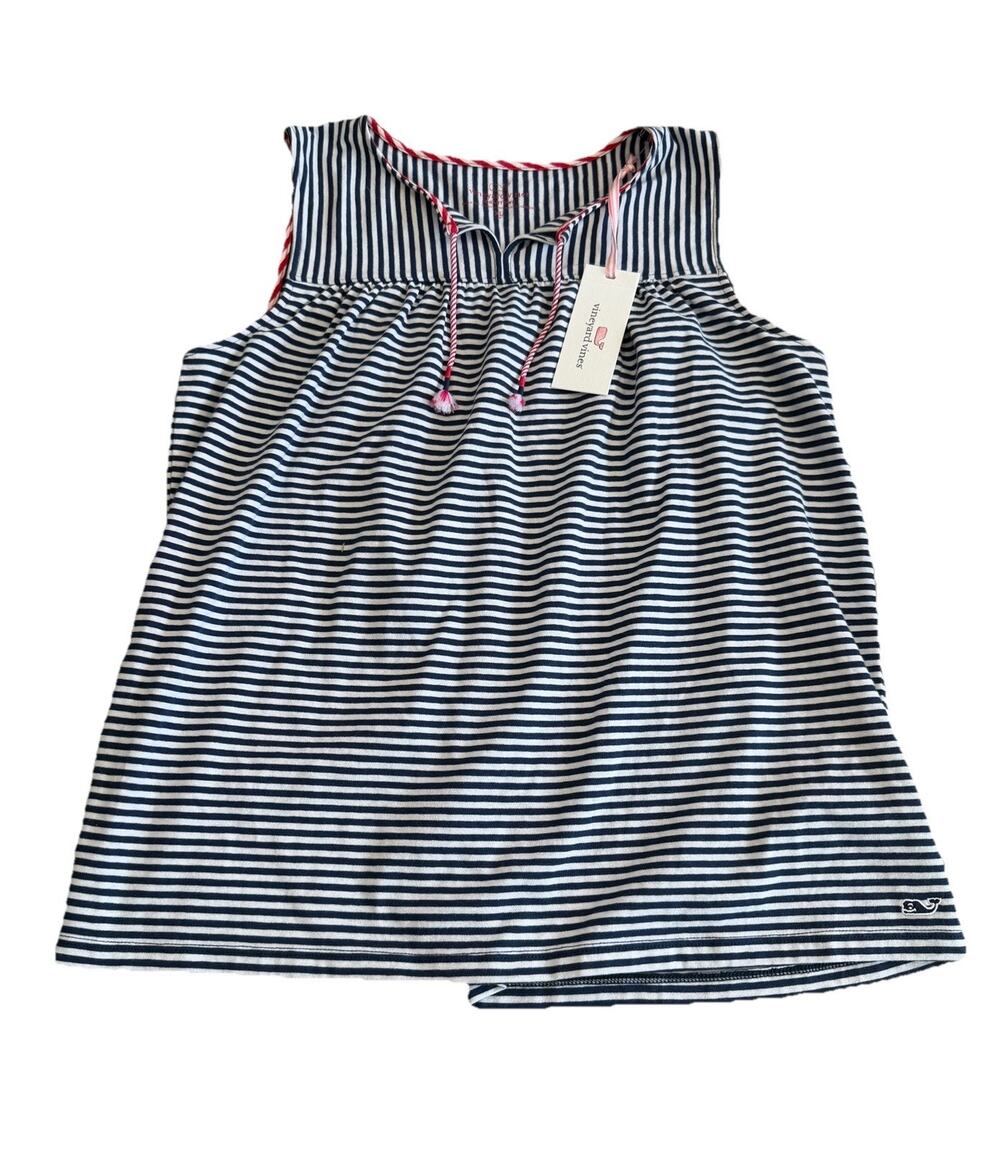 NWT Vineyard Vines Girls Tank Top Size XL Extra Large Blue White Stripe preppy